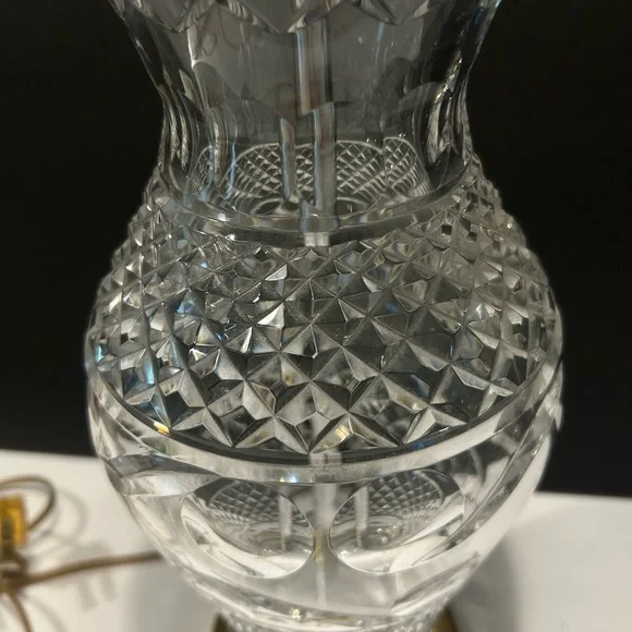 Rare Waterford Fine Crystal Hand-cut Signed Table Lamp 18” - Picture 5 of 15